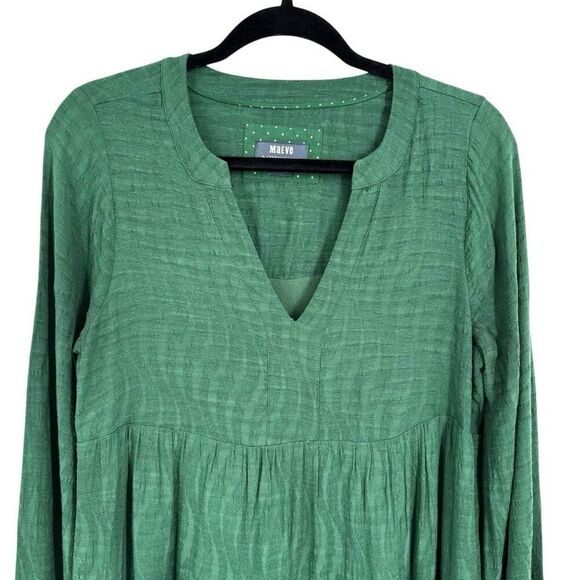 Maeve By Anthropologie Sacha Jacquard Tiered Tunic Dress Kelly Green Size Small - Picture 3 of 10